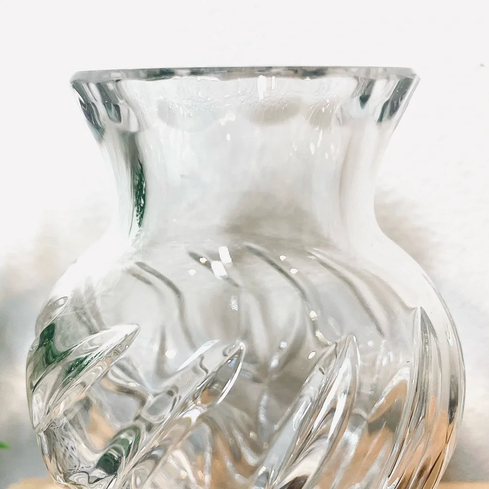 Vintage Leaded Crystal Etched Vase | Source Unknown | Heavy! | EUC
